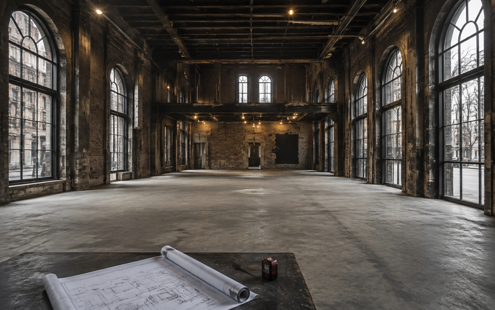 Raw commercial restaurant space before construction