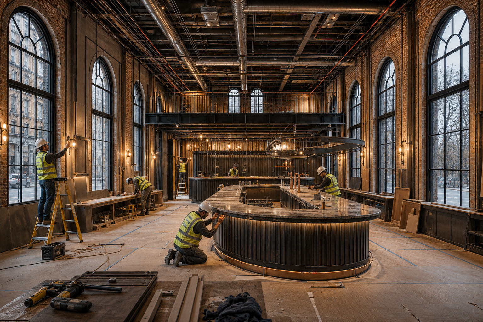 Custom restaurant bar fabrication and construction